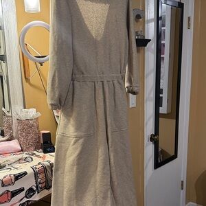 Free People Darla one Tan Long Sleeve Jumpsuit